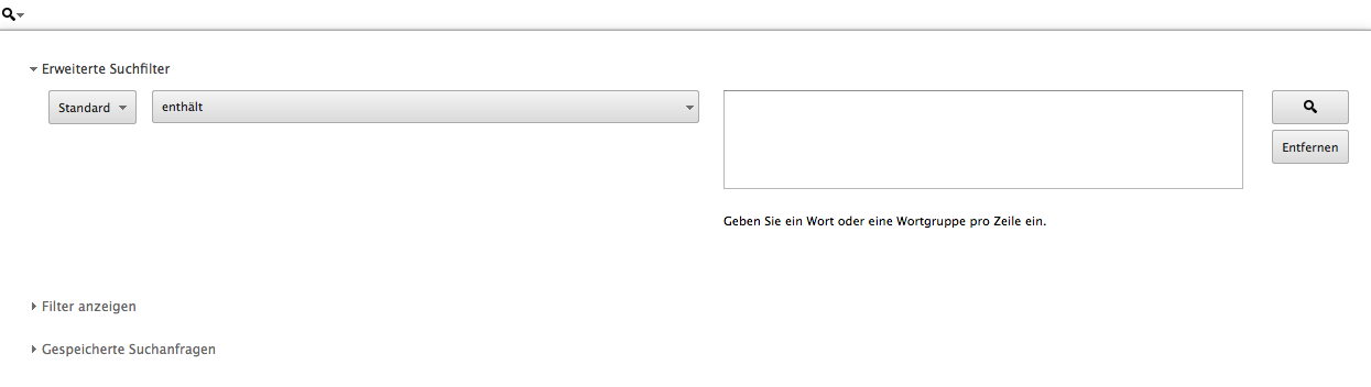 Screenshot "Erweiterte Suche" AdWords Editor